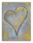 Herzbild gold silber handgemalt Acrylbild Leinwand 40x60cm