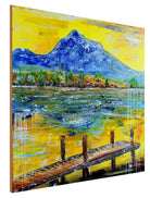 Hopfensee Allgäu Gemälde - abstrakte Malerei Berge See modern gemalt