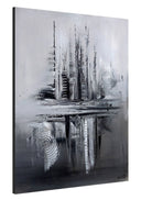 Abstraktes Kunstwerk schwarz weiß Gemälde, Leinwandbild