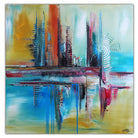 Indianapolis - abstraktes Gemälde auf Leinwand blau beige