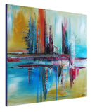 Indianapolis - abstraktes Leinwandbild blau beige