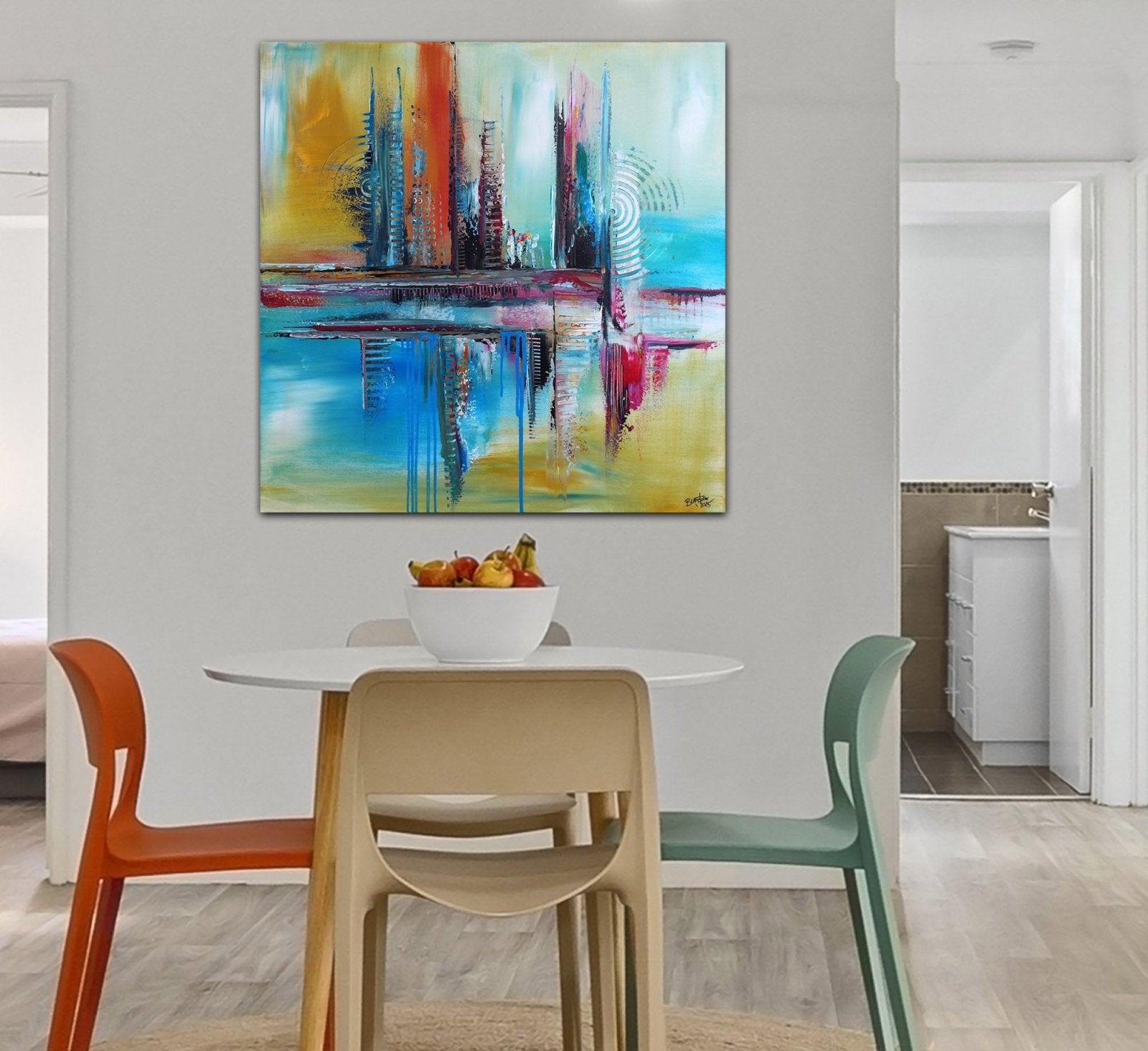 Indianapolis - abstraktes Wandbild blau beige modern