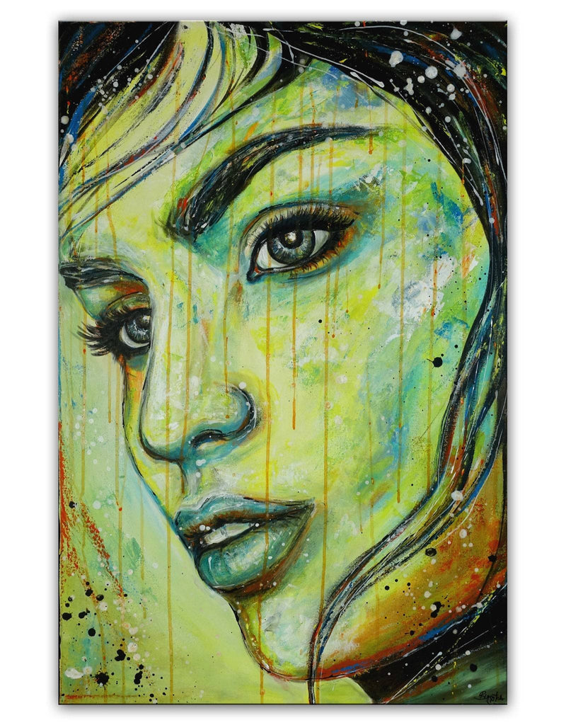 Acrylbild moderne Porträt Malerei - Frauen Gesicht abstrakt gemalt 65x100