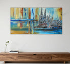 Abstraktes Stadtbild Köln Dom Hohenzollernbrücke handgemalt 120x60
