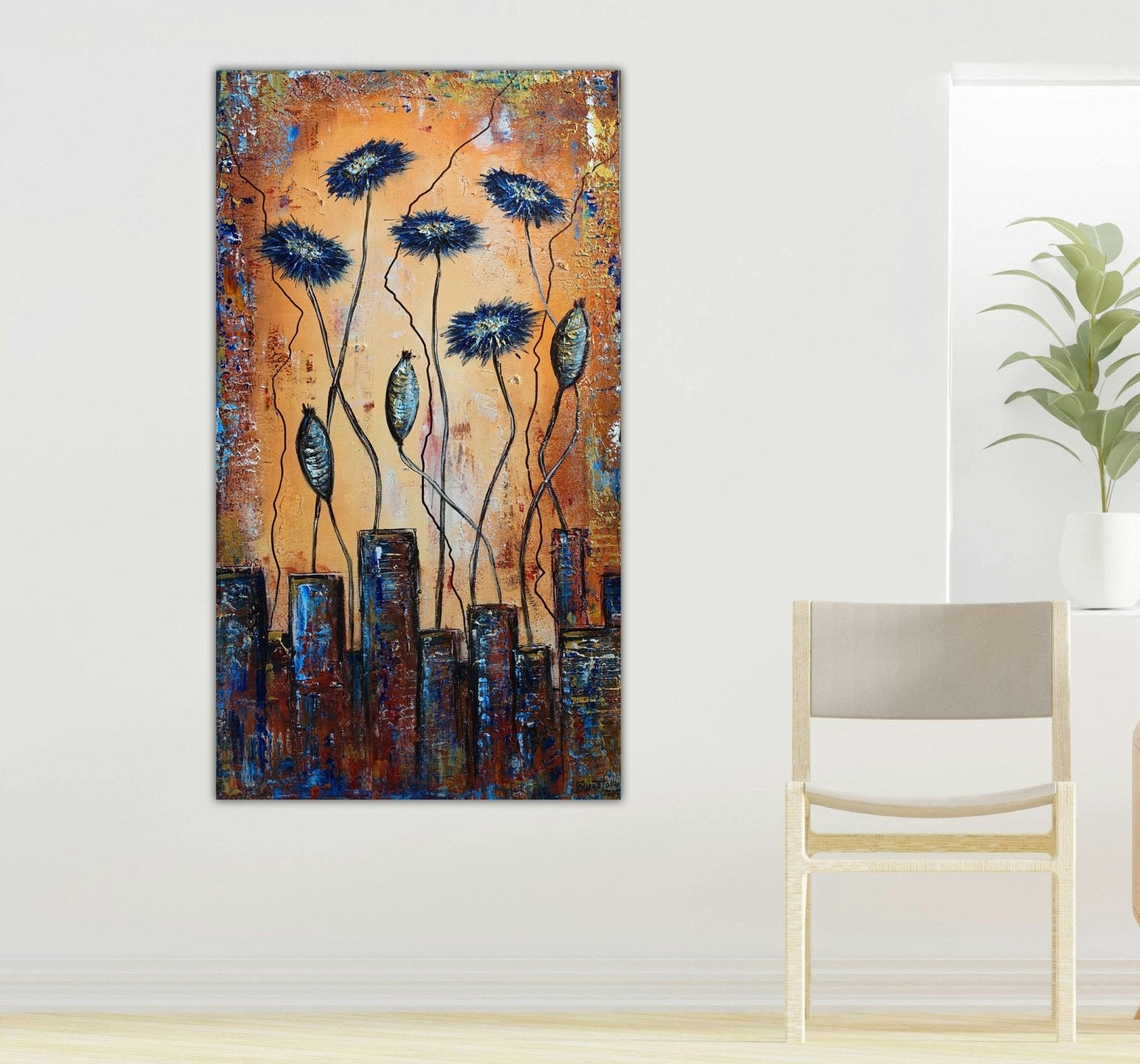 Kornblumen Blumenbild gemalt Blumengemälde