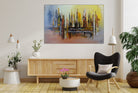 Abstraktes Kunst Bild braun gelb handgemalt - Leinwandbild 120x80