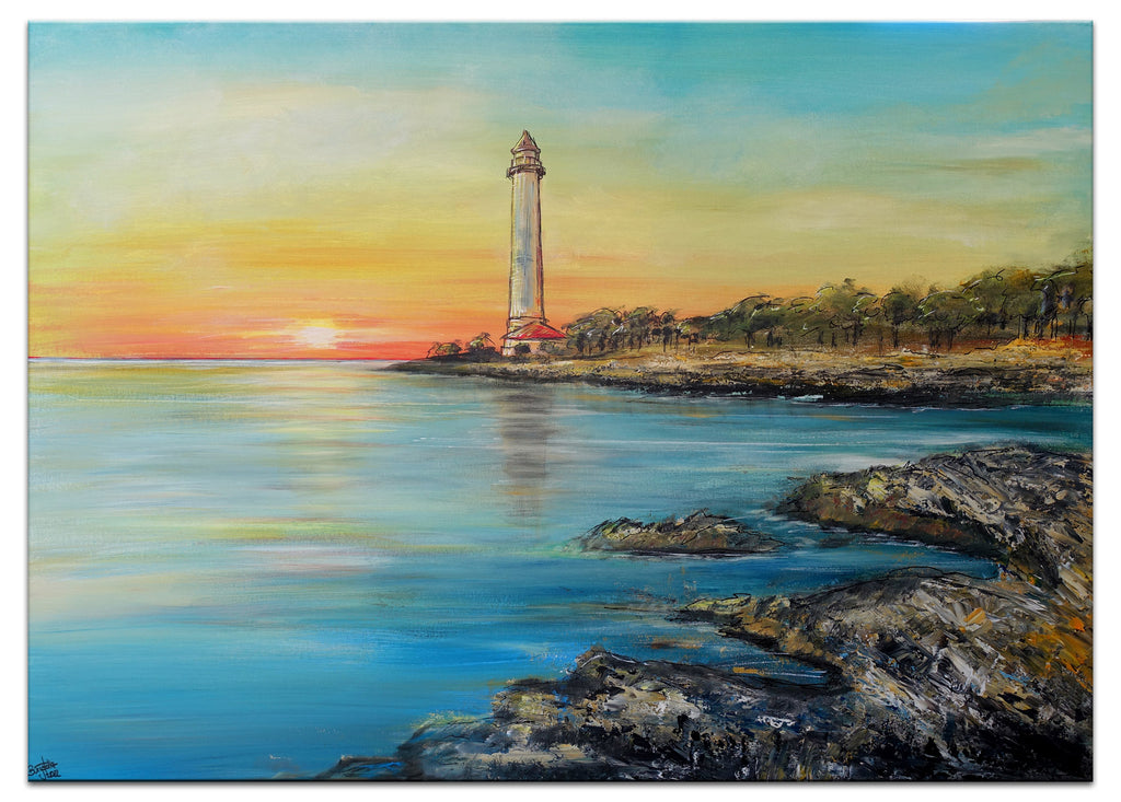 Leuchtturm Kroatien - Original Gemälde Küste Meer