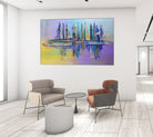 Abstrakte Kunst lila ocker, Original Gemälde 116x73