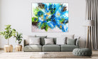 Abstraktes Leinwandbild blau grün Original Gemälde