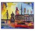 Stadt Gemälde Mannheim Skyline abstrakt handgemalt 100x80