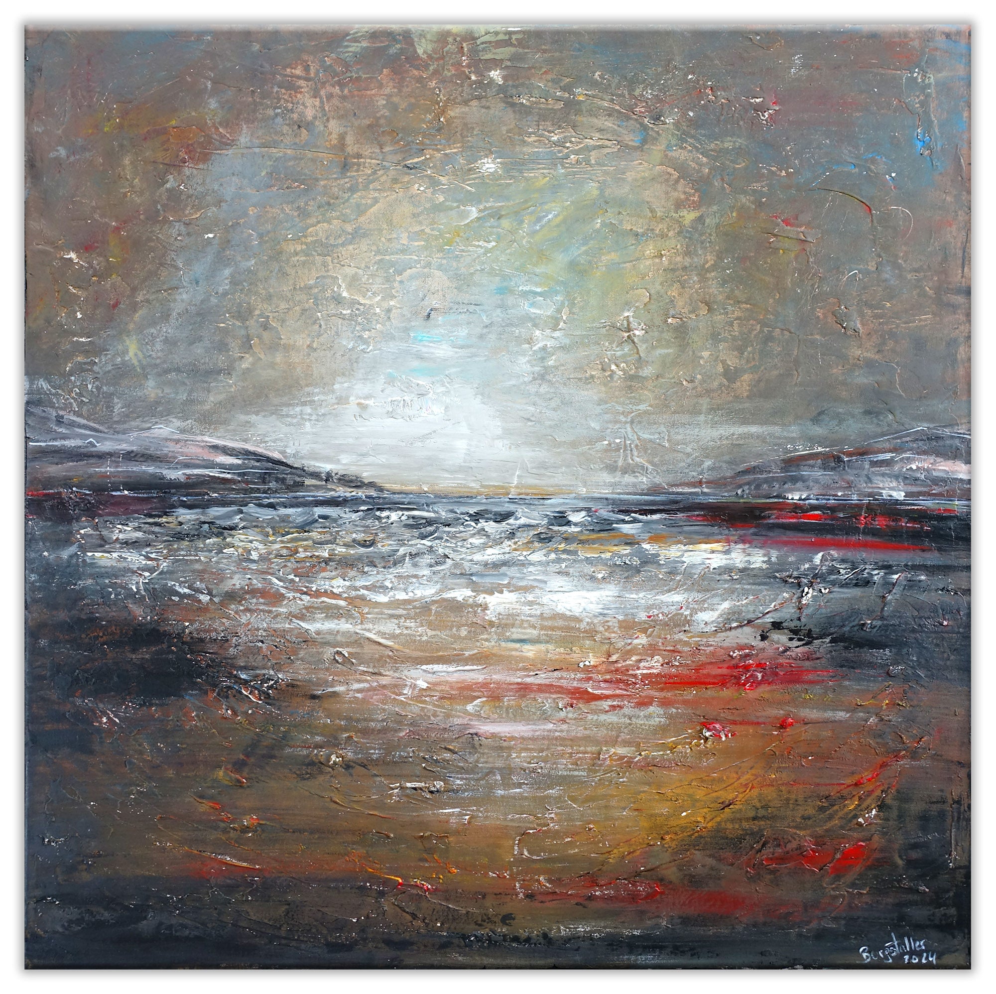 Meerestosen - abstraktes Bild Leinwand Meer Wellen Strukturbild 80x80