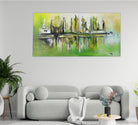 Metamorphose: Abstraktes Gemälde Grün Gold, modernes Acrylbild Original