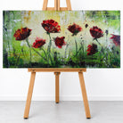 Abstraktes Mohnblumenbild Rot Grün, Acrylmalerei Blumenwiese