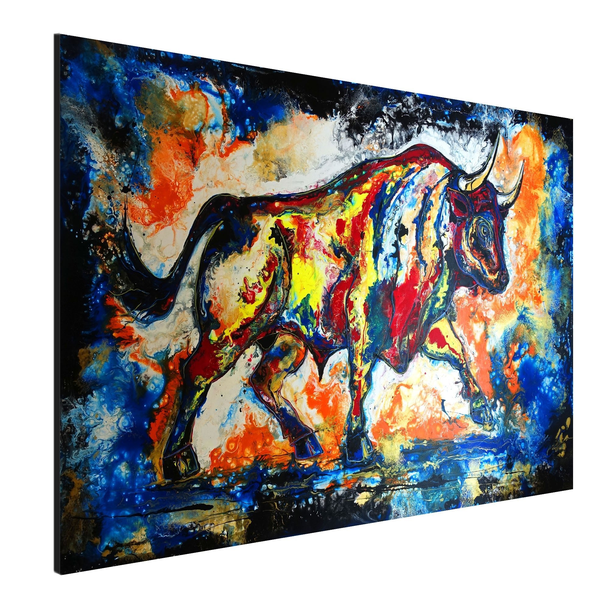 Murciélago 26 - Wandbild Stier Gemälde abstrakt, gemaltes Stierbild