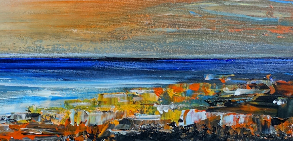 Murter Meeresbild abstrakt Sonnenuntergang Strandbild handgemalt Acryl