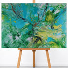 Nebenflüsse: Abstraktes Acrylbild Türkis Grün Gelb