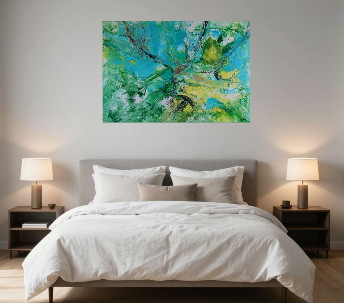 Acrylbild Türkis, Original Gemälde Leinwand 100x70
