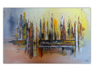 Niamey - abstraktes Gemälde grau gelb braun, Original Acrylbild 