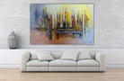 Abstraktes Gemälde grau gelb braun, Original Acrylbild Leinwand 120x80