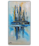 Nuuk: Abstraktes Gemälde blau beige hochformat modernes Kunstbild 40x80