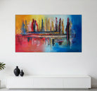 Pulsieren - abstraktes Original Gemälde rot blau, Leinwandbild