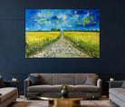 Rapsfeld – Sommerliches Landschaftsgemälde Gelb und Blau, Acrylbild 150x100