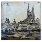 Regensburg abstraktes Stadtbild Leinwand Städte Gemälde Kunstbild 100x100