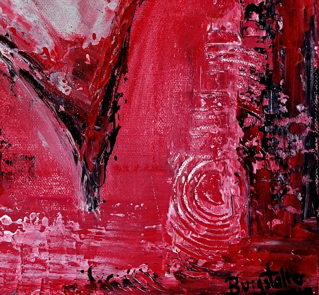 Herz Gemälde rot silber handgemalt Leinwandbild