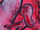 Rotes Herzbild mit Frau, Acrylgemälde Leinwand