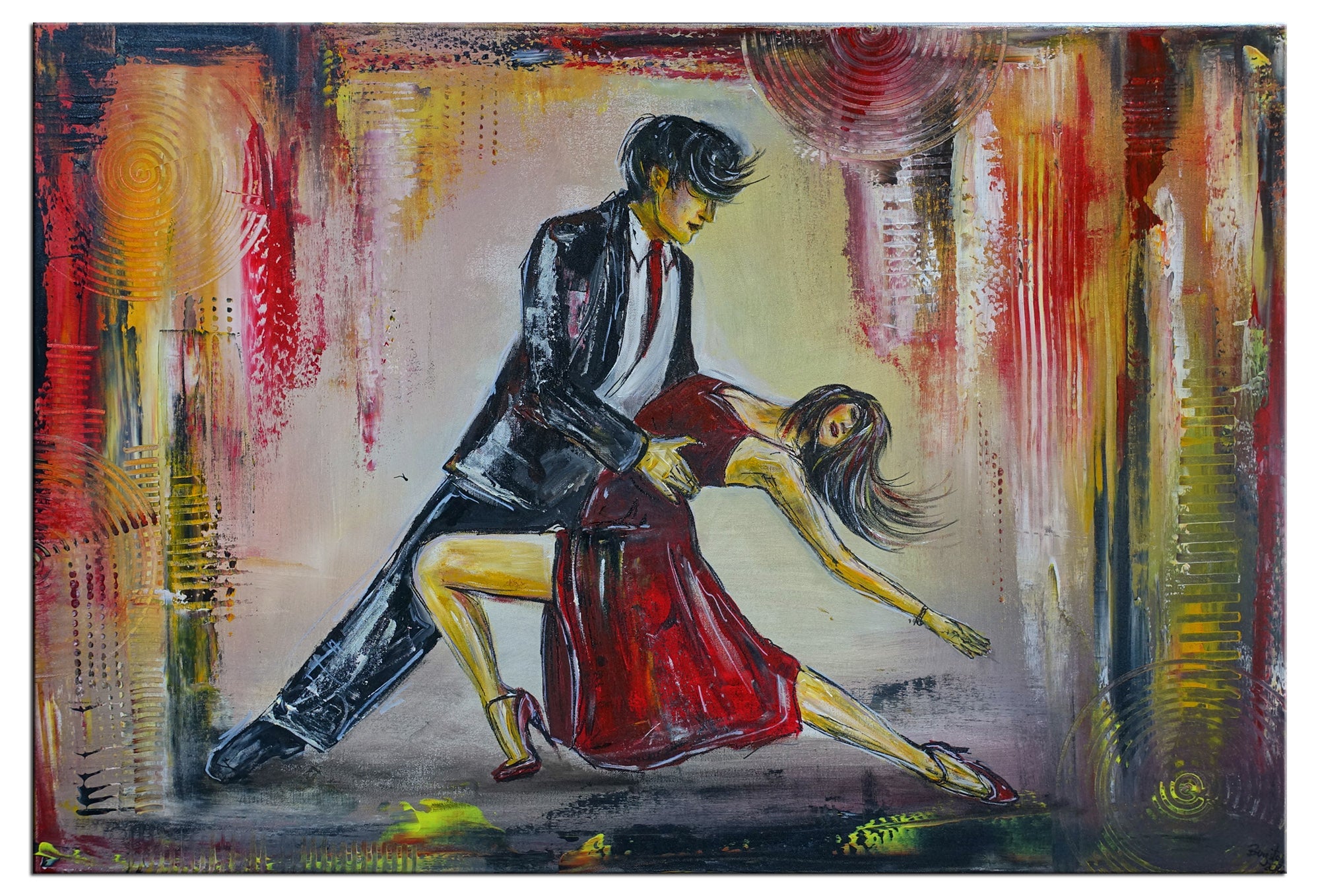 Salsa Fever handgemaltes Taenzerbild Tanzmalerei Unikat 70x100