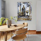 Bild Weinflasche handgemaltes Gemälde Weingläser Küchenbild 60x80