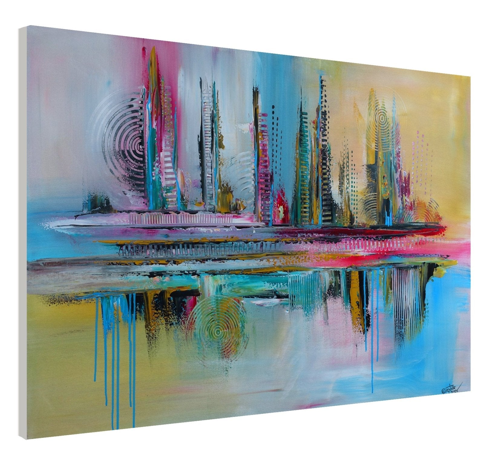 Salvador - Acrylbild abstrakt, buntes Kunstbild auf Leinwand handgemalt