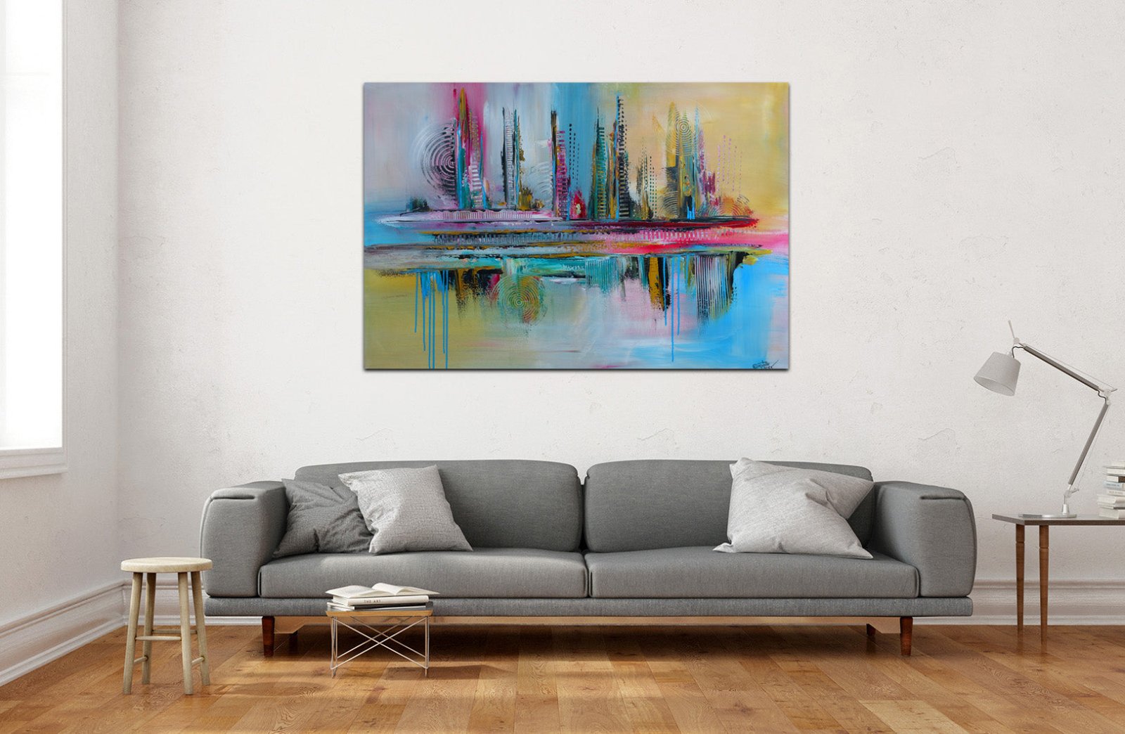 Salvador - buntes Kunstbild auf Leinwand handgemalt 116x81