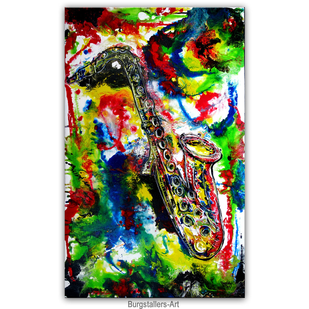 Saxophon - Original Gemälde, Acrylbild Leinwandbild
