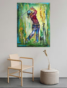 Golfbild handgemalt, Golf Gemälde Acrylbild 60x80