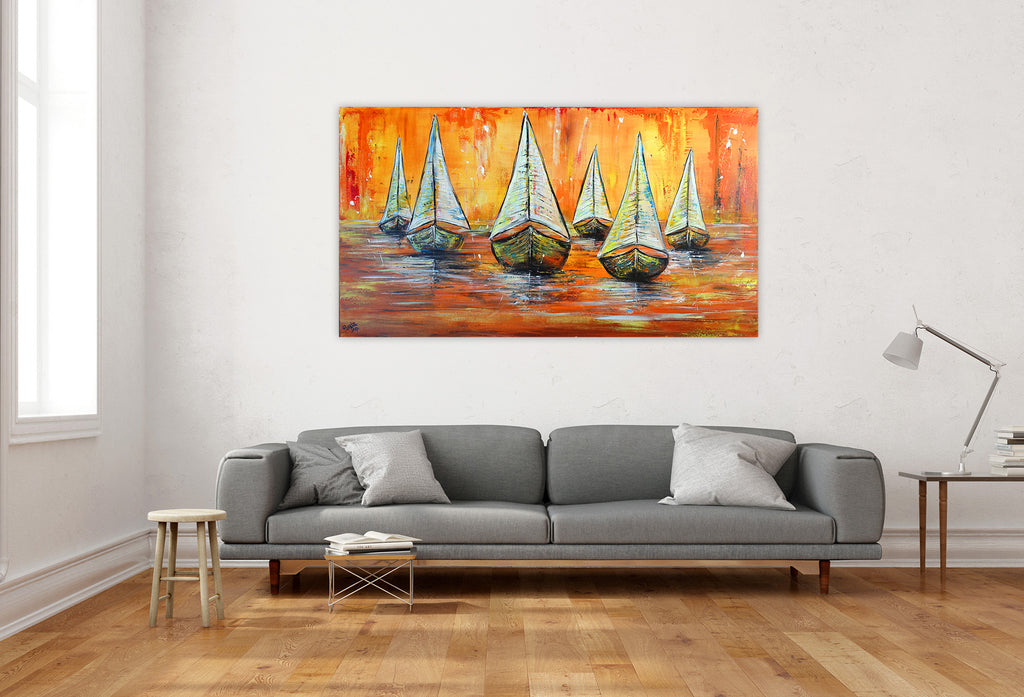 Segelboote Bilder gemalt Leinwand Acryl Schiffe