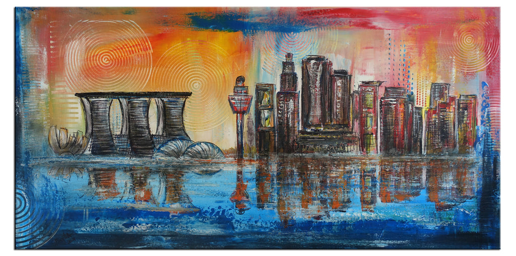 abstrakte Städte Malerei, Singapur Skyline