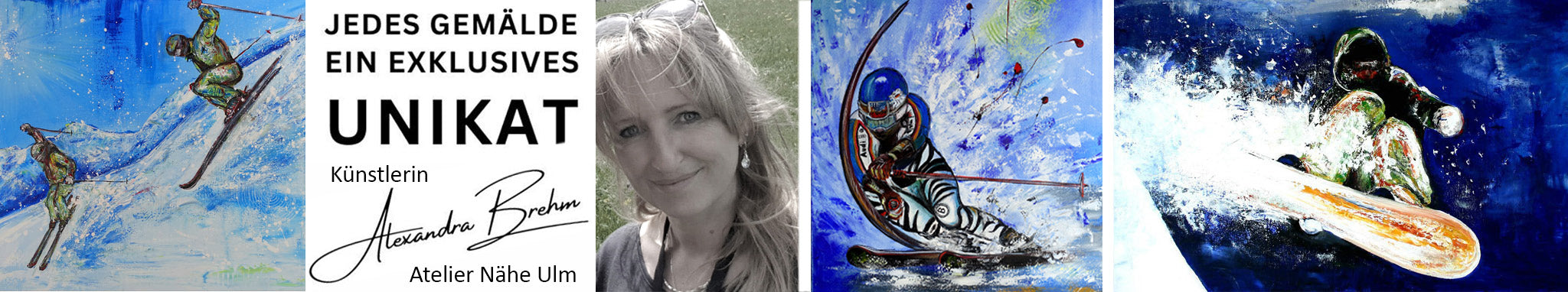 Skifahrerbilder gemalt Ski Malerei Snowboarder Gemälde abstrakt