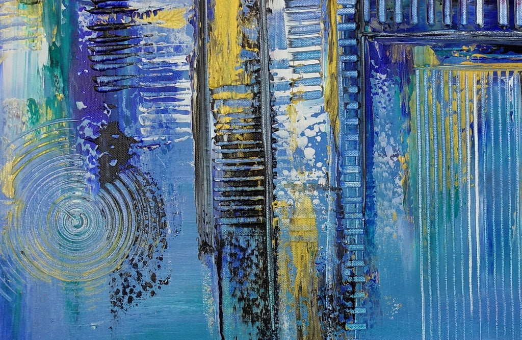 Sortland - abstraktes Acrylbild blau gold