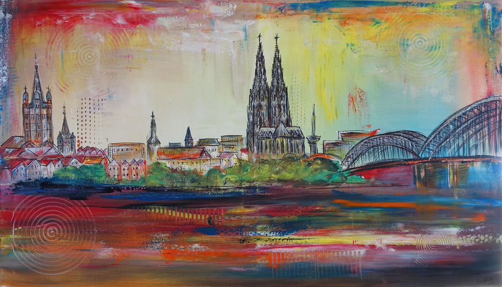 Abstrakte Stadtbilder gemalt - Städte Malerei, Skyline Gemälde