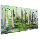 Stadtwald: Abstraktes Bild grün querformat - Gemälde Acryl 100x50