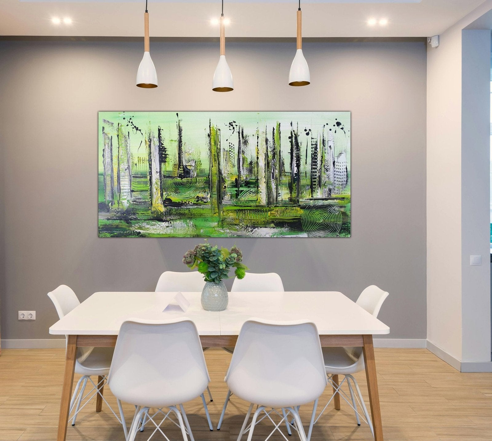 Stadtwald: Abstraktes Bild grün querformat w1