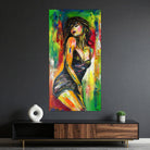 Frauen Gemälde bunt abstrakt, Leinwandbild 60x120