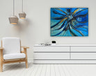 Abstraktes Original Gemälde blau, modernes Acrylbild 80x60