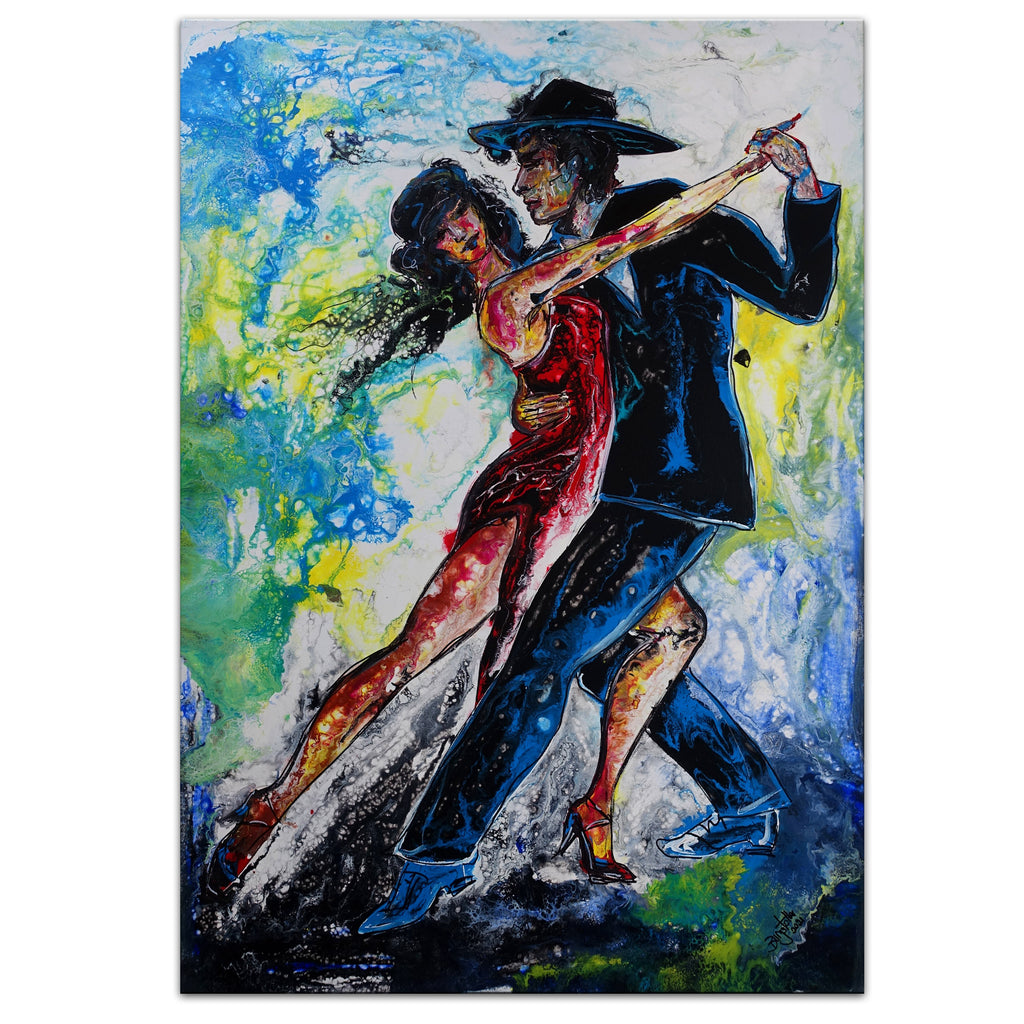 Tangobild handgemalt 211 - Wandbild Tänzer Tanzpaar 70x100cm