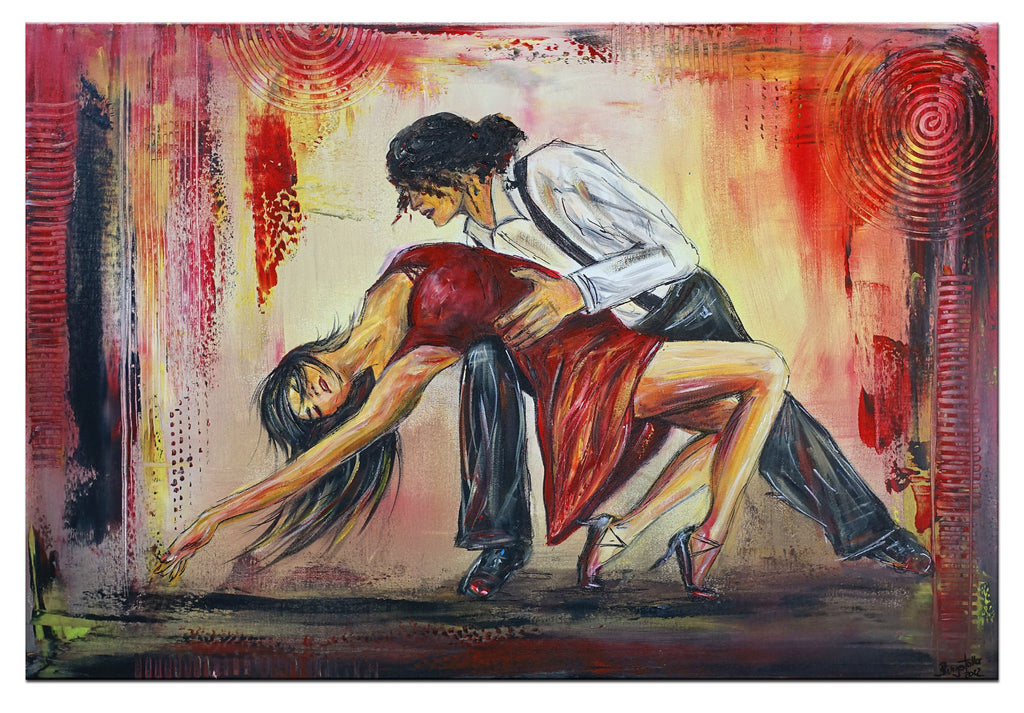 Tango Feeling - handgemaltes Taenzerbild Tanzpaar Latino 100x70
