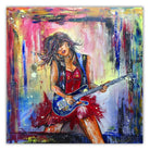 Musiker Gemälde Gitarristin handgemaltes Leinwandbild