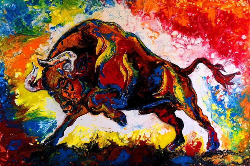 Tiergemälde Stier Acryl auf Leinwand