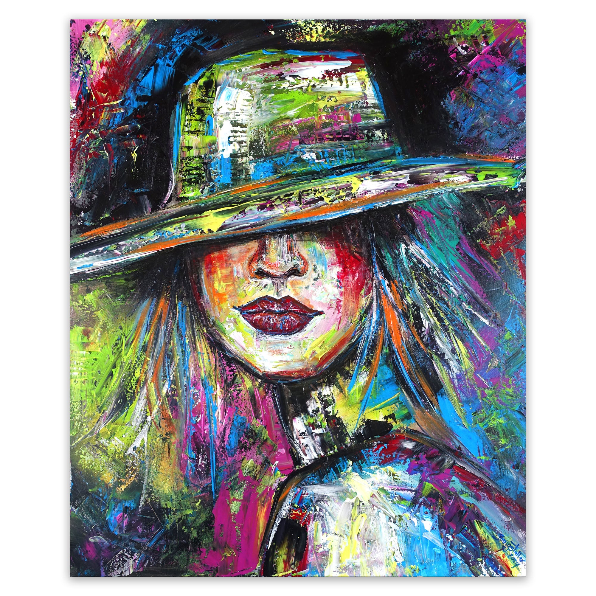 Träumerisch abstrakte Kunst Gesichter Frauen Porträt Malerei bunt modern 80x100