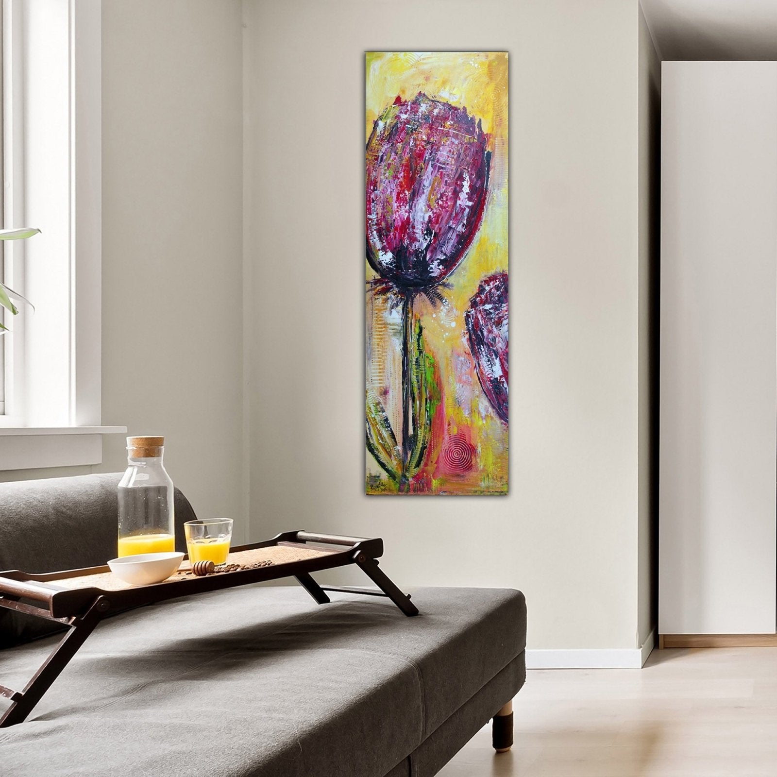 Tulpe abstrakt gemalt, buntes Blumenbild